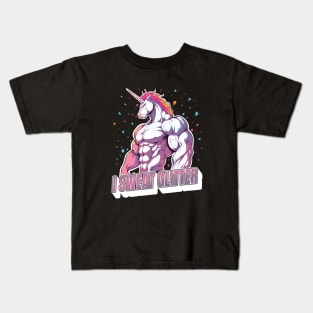 Unicorn I Sweat Glitter Funny Gym Workout Kids T-Shirt